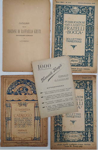 Lote 5 Catálogos Antiguos Libros En Italiano Giusti Torino 