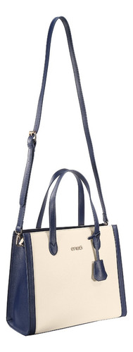 Bolsa tote Enso Casual color beige/azul marino