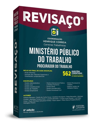 Revisaço Ministerio Publico Do Trabalho 562 Qts 6ªed. (2019)