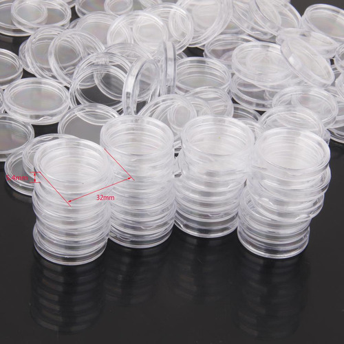 100 Piezas Cápsulas De Monedas Funda Forma Forma Forma 32cm