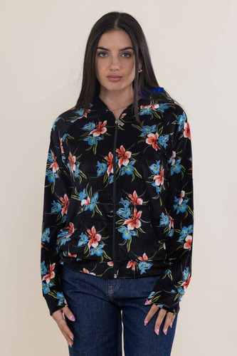 Campera Capucha Liviana Plush Estampada Floreada Scombro