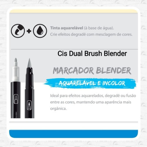 Caneta Marcador Dual Brush Aquarelável Blender 2 Pontas Cis