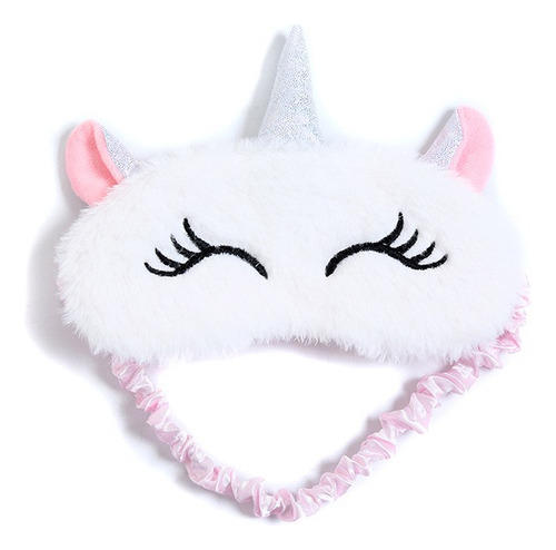 Antifaz Infantil Para Dormir Diseño Unicornio De Felpa Color Unicornio Blanco