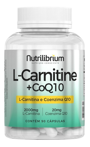 Nutrilibrium L Carnitina 2000mg C/ Coenzima Q10 Coq10 20mg 90 Caps 1 Mês Sabor Sem sabor