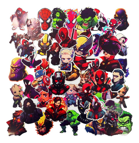Marvel Superheroes 50 Calcomanías Stickers Brillantes