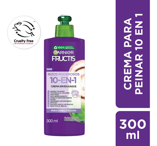 Crema Para Peinar 10 En 1 Rizos Poderosos 300 Ml Fructis