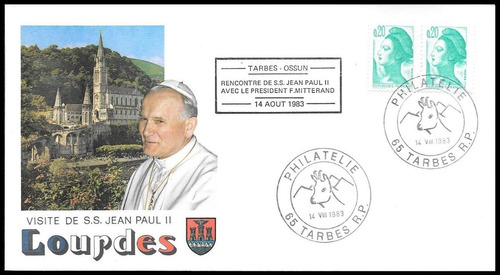 Francia 1983 - Papa Juan Pablo 2 - Sobre Matasello Especial