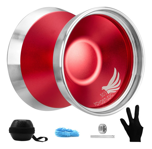 Yoyostudio S03 Yoyo Profesional Bimetalico Rojo Y Plateado, 