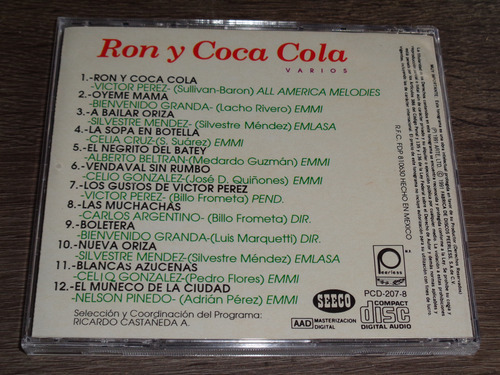 Ron Y Coca Cola, Cd Peerless 1991 Varios Artistas (Usado)
