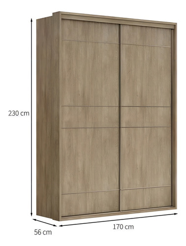 Guarda-roupa Solteiro Qualita 100% Mdf Carvalho/off White Cor Carvalho