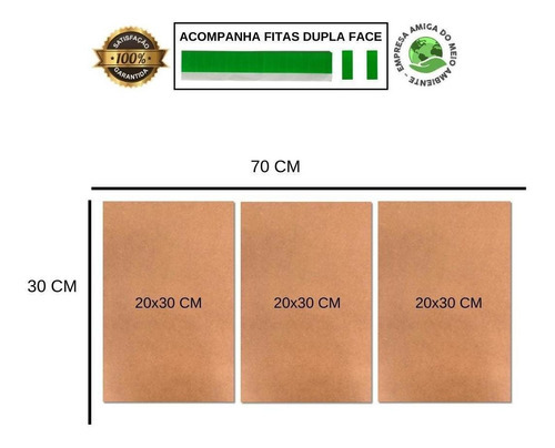 Kit de 3 placas decorativas Universo Astros Lunar, 20 x 30 cm, MDF