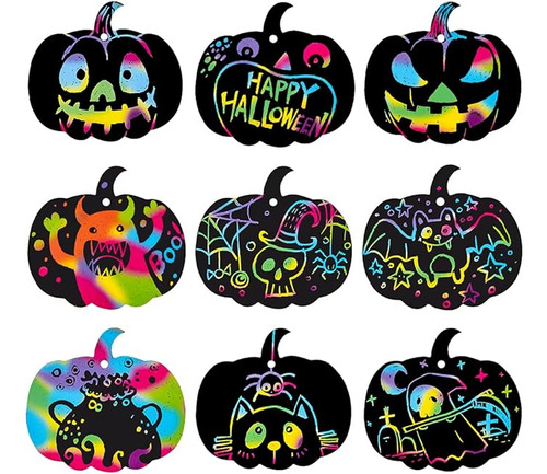 24 Piezas Papel Arte Para Rascar Para Niños Diseño Calabaza