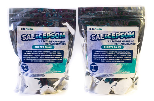 Sal De Epsom - 2kg. Sulfato De Magnesio Pureza Al 98%