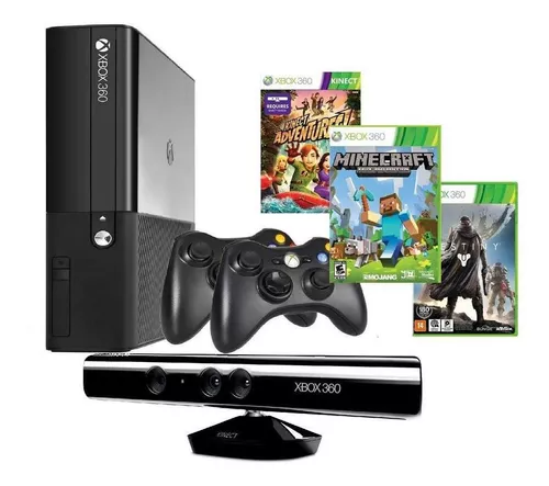 Xbox 360 Slim 4GB, Kinect, 2 Controles, 4 Jogos - Microsoft - Nova