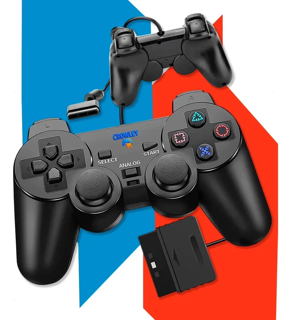 Controle Para Ps2 E Ps1 Video game Dualshock Joystick Manete Com Fio E Analógico - Crowley