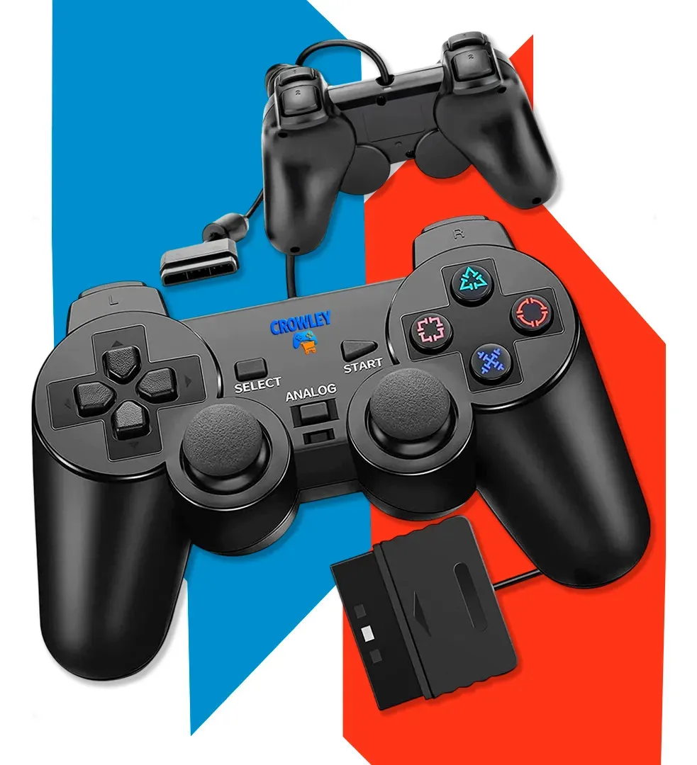 Controle Para Ps2 E Ps1 Video game Dualshock Joystick Manete Com Fio E Analógico - Crowley