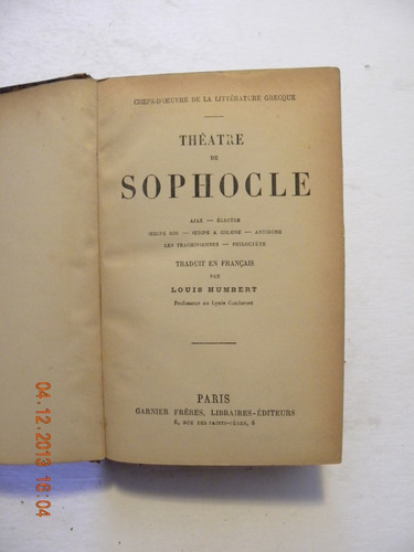 Libro Antiguo - Teatro De Sofocles - En Frances