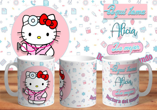 Taza Para Doctora, Hello Kitty Personalizada De Plástico 