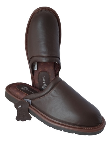 Pantuflas Hombre Piel Borrego Premium Stahl 4752 Café Moka