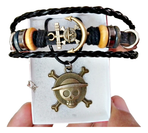 Pack Luffy Anime One Piece Collar + Brazalete Bronce 