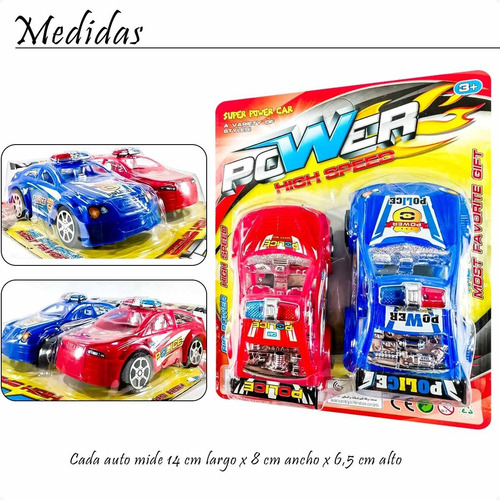 Set De Autos Policía X 2 Azul Y Rojo Power High Speed - Otec