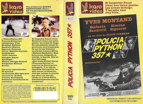 Policia Python 357 Vhs Yves Montand Stefania Sandrelli 1975