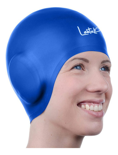 Gorra Para Nadar Silicona Con Protec En Oidos 3d Unisex Azul