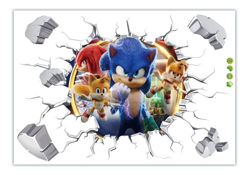 Sticker 3d Pvc Sonic Hedgehog Tails Mural Pared Pegatina M2