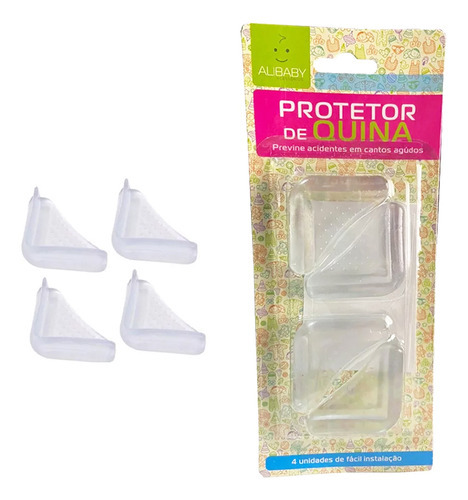 Protetor De Quina Canto Mesa Bebê Silicone Segurança 4un Cor Transparente