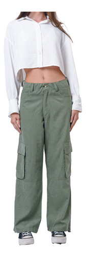 Pantalón Mujer Cargo Cómodo Con Elástico Y Presillas