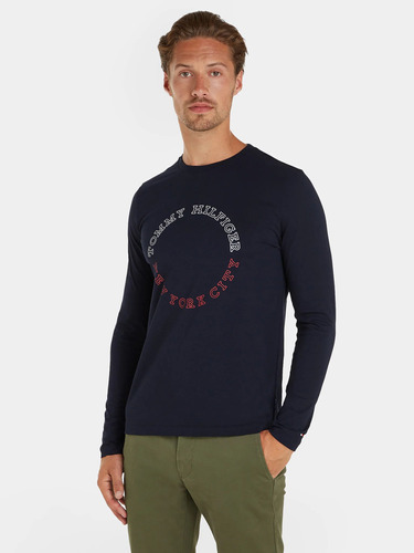 Polera Con Logo Circular Monotype Azul Tommy Hilfiger