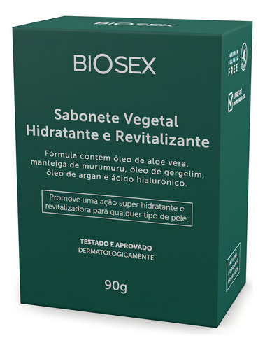 Sabonete Em Barra Vegetal Hidratante Biosex Óleo De Argan