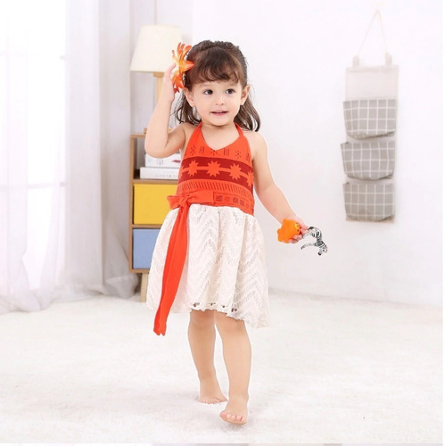 Imagem 1 de 7 de Fantasia Vestido De Festa Infantil Princesa Moana Bebê