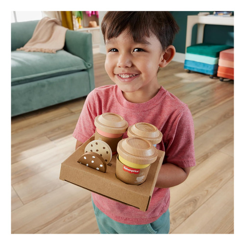 Juguete Bebé Fisher Price Set Mi Primer Capuchino D Madera Color Beige