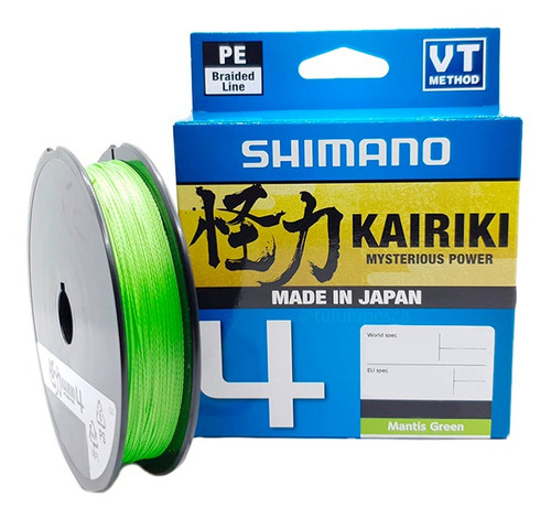 Linha Multifilamento Shimano Kairiki 4x 50lb (0,31mm) 150m Cor Verde