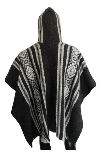 Ruana Poncho Hombre Tejido Artesanal Urbana Ligera Capota