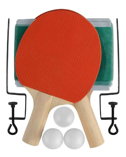 Kit Ping Pong Tênis De Mesa 2 Raquete + 3 Bolinhas + Rede