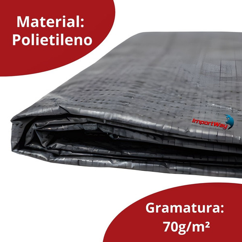 Lona Plástica Impermeável 3 X 2 Metros Cinza 100 Micras