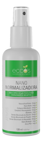 Nano Normalizadora Tônico Hidratante E Secativo 120ml Eccos Momento de aplicação Dia/Noite Tipo de pele Todo tipo de pele