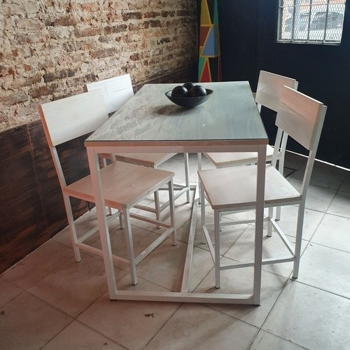 Imagen 2 de 6 de Mesa Comedor Industrial Madera Decape 120x70 + 4 Sillas