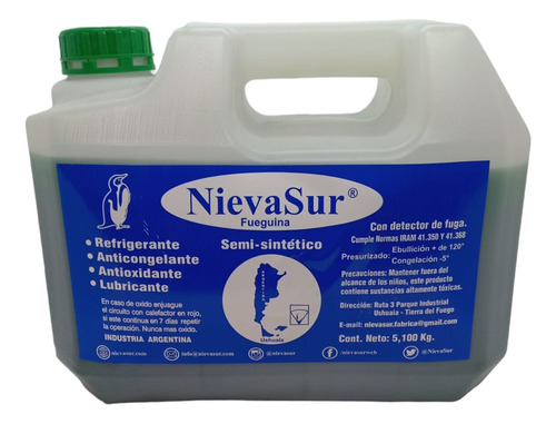 Liquido Refrigerante Nievasur Verde 5 Litros