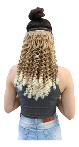 Aplique Tic Tac Com Cabelo Cacheado Identico Ao Humano 150gr Cor Mel Com Platinado T27 613