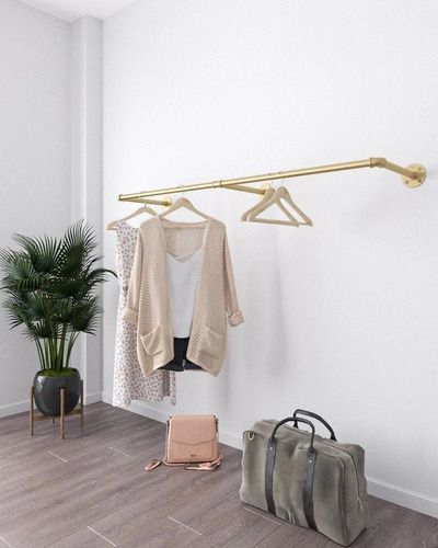 Perchero De Pared Industrial Color Oro 160 Cm