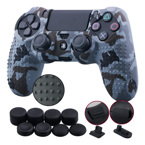 Funda Joystick Ps4 9cdeer Silicona Camuflado Gris