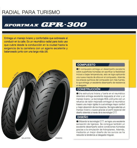 Cubierta Moto Dunlop - Gpr300f - 130/70zr16m (61w)