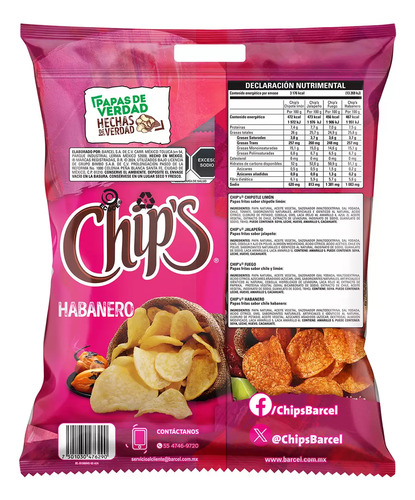 Papas Barcel Chips Surtidas 4 Pzas De 170 Gr