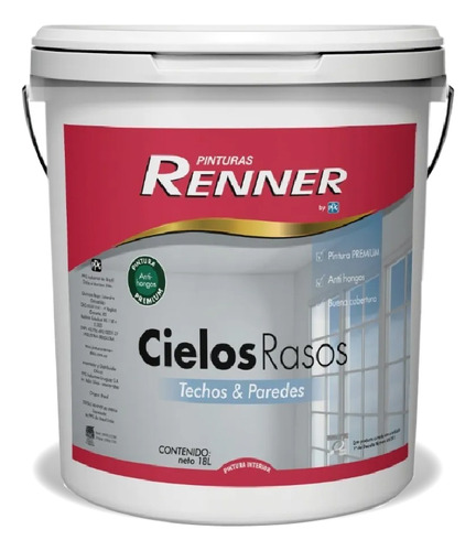 Pintura Latex Cielo Raso Renner Techos Y Paredes - 18 Lt