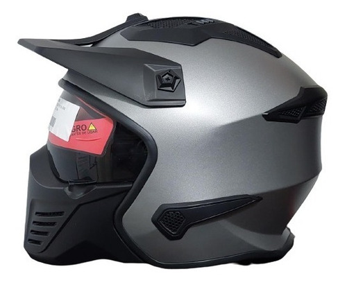 Casco Abierto Avx Fs 726 Gris Negro Mate Visor Oscuro Tmr