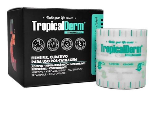 Tropicalderm Fix - Filme Protetor Para Tatuagem - Rolo 5x5mt