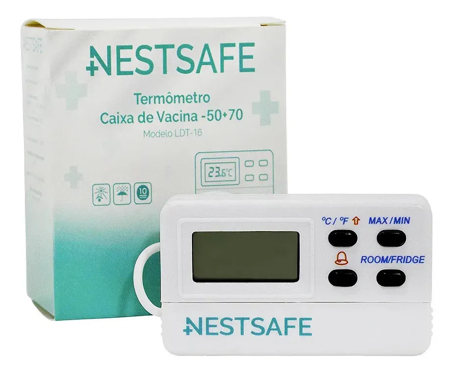 Termômetro Digital -50+70 Para Caixa De Vacina Nestsafe Branco